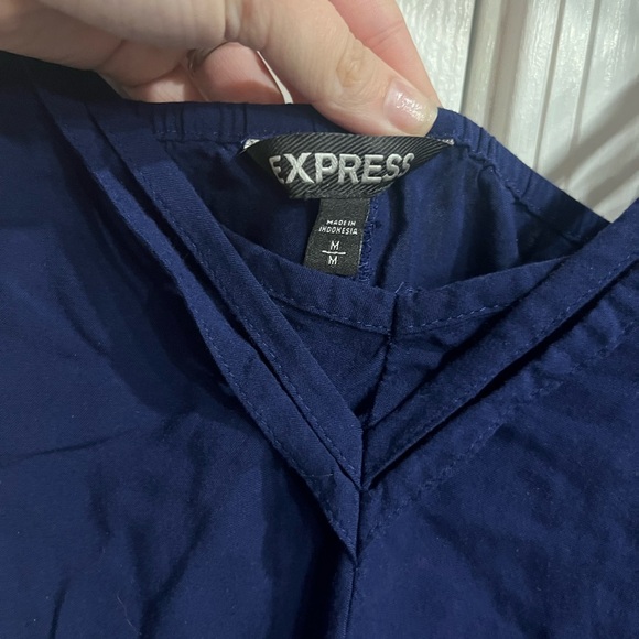 Express Deep Blue V-Neck Top - Picture 2 of 3